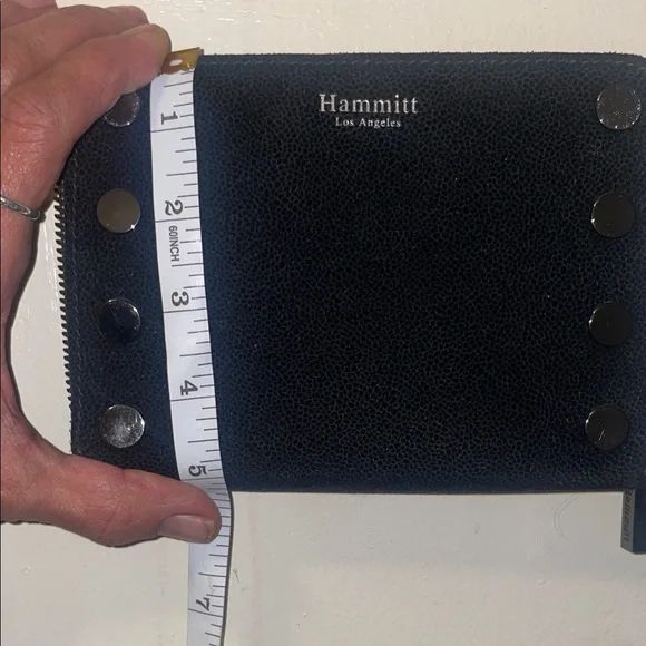 Hammitt Black  Pebbled Leather Stud Zip Wallet - Picture 6 of 6